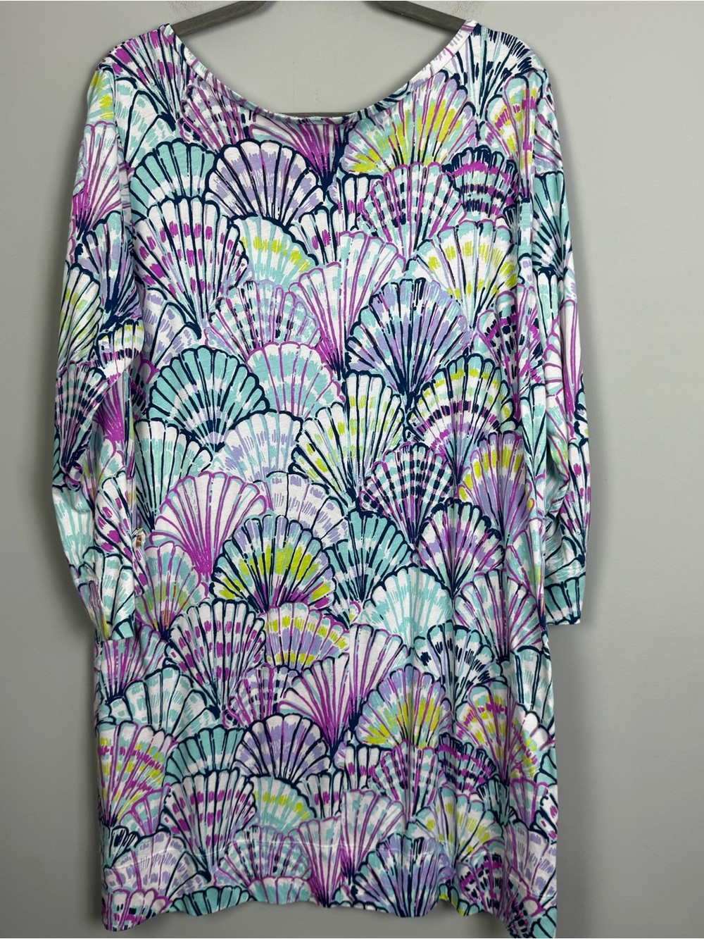 LILLY PULITZER | Pastel Shell-Print 3/4 Sleeve Pima Cotton Dress Women’s Size XL - Picture 8 of 8